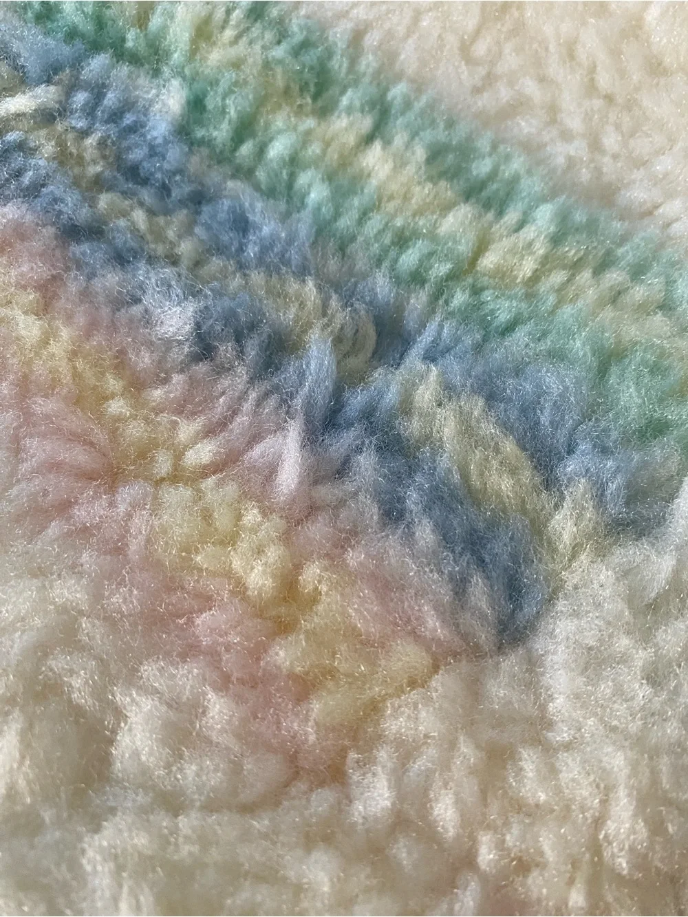 Vintage 1970s 80s Fuzzy Toilet Lid Cover Rainbow Pastel NOS